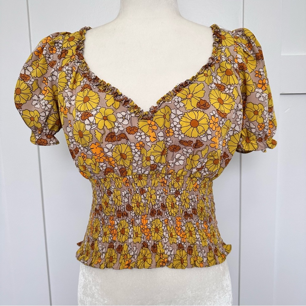 Milk + Honey Smocked Floral Shirt